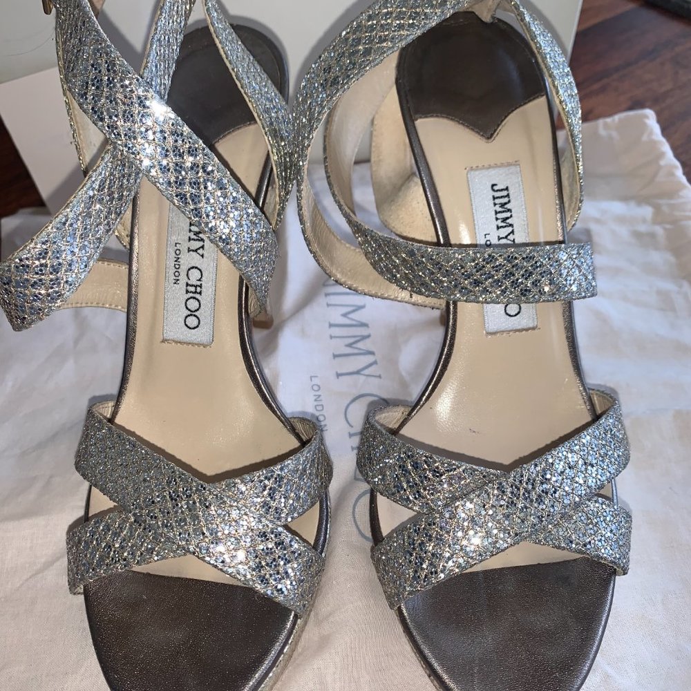 Jimmy Choo Vamp Glitter Platform Sandal